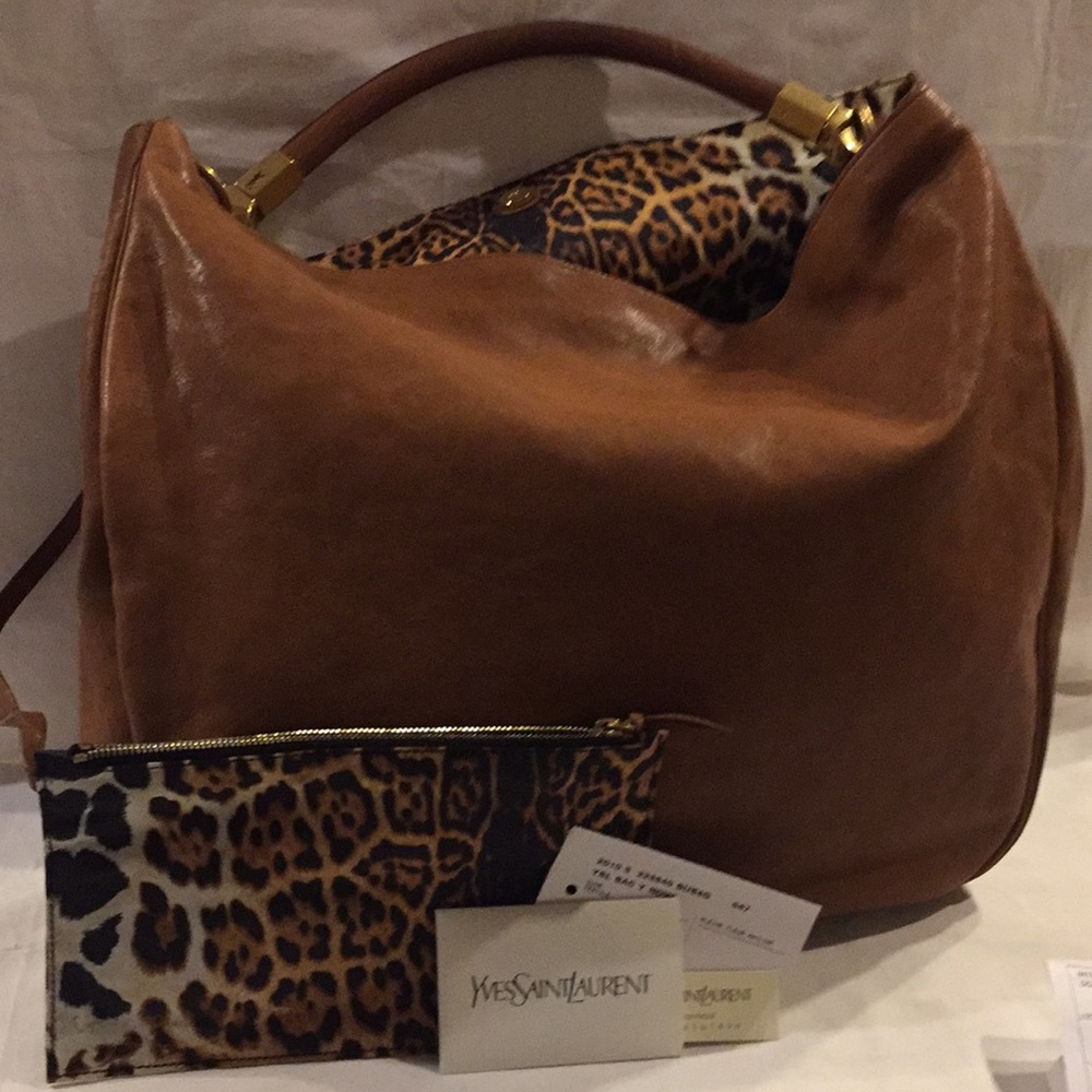 Yves Saint Laurent Leather & Leopard Print  Bag